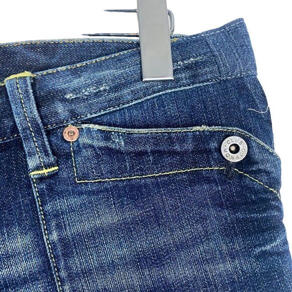 CLUB MONACO Women's Blue Dark Wash Distressed Patch Pocket Bootcut Jeans US 2 - Picture 6 of 16